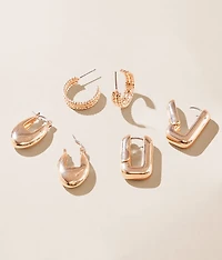 3 Pack Contemporary Hoop Earring Set