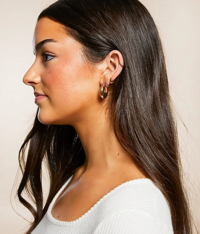 3 Pack Contemporary Hoop Earring Set