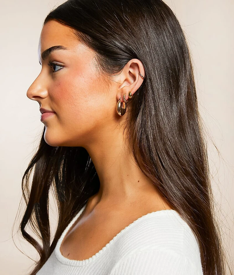 3 Pack Contemporary Hoop Earring Set