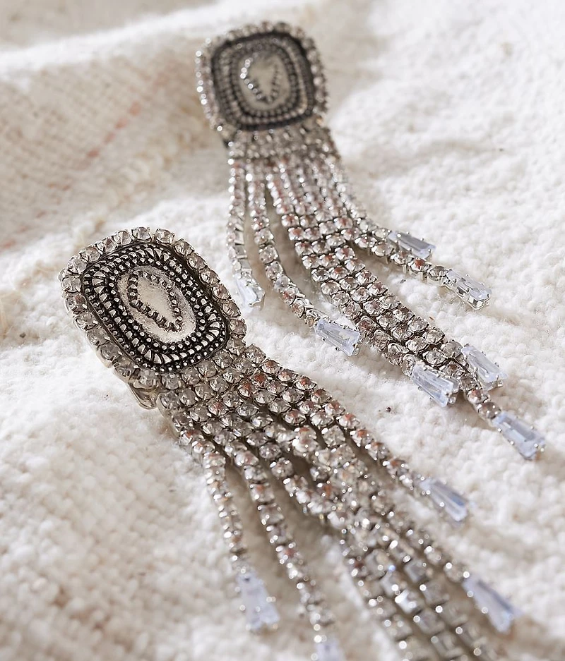 Rhinestone Fringe Statement Earring