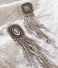 Rhinestone Fringe Statement Earring