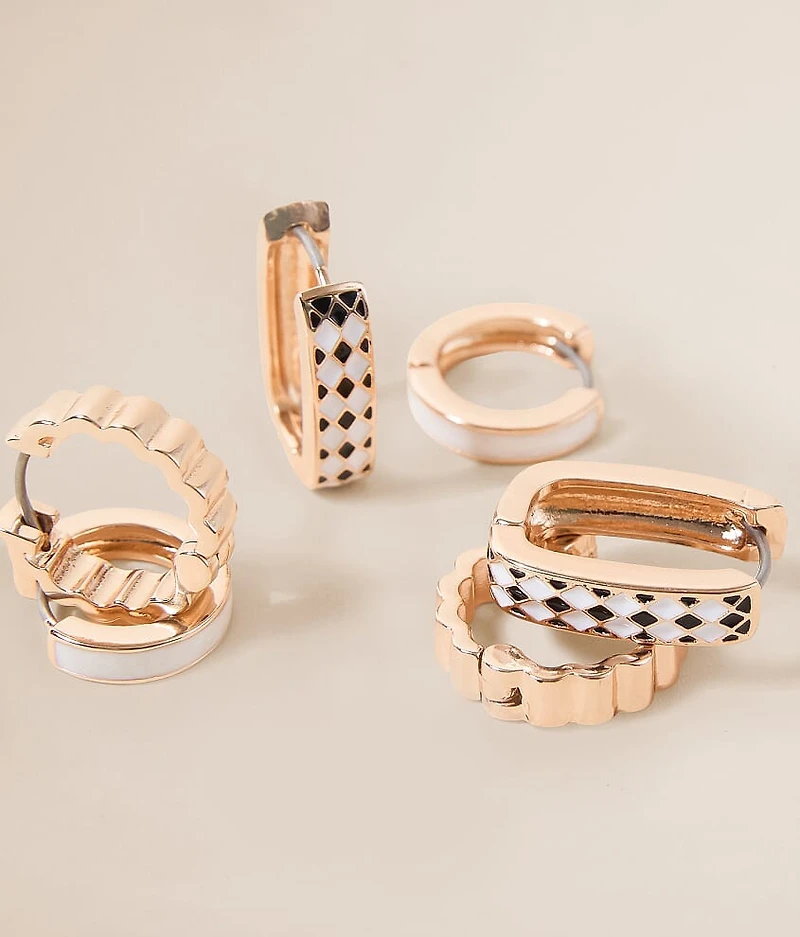 3 Pack Reversible Hoop Earring Set