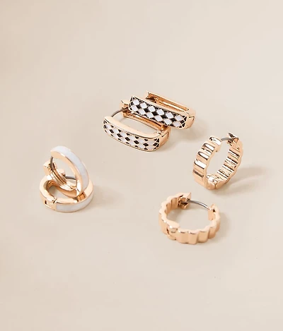 3 Pack Reversible Hoop Earring Set