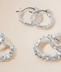3 Pack Glitz Hoop Earring Set