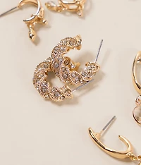 3 Pack Glitz Hoop Earring Set