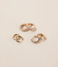 3 Pack Dainty Hoop Earring Set