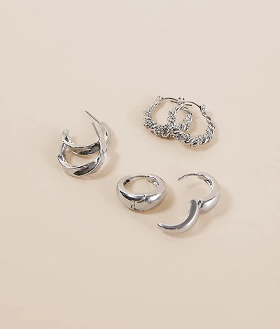 3 Pack Mixed Hoop Earring Set