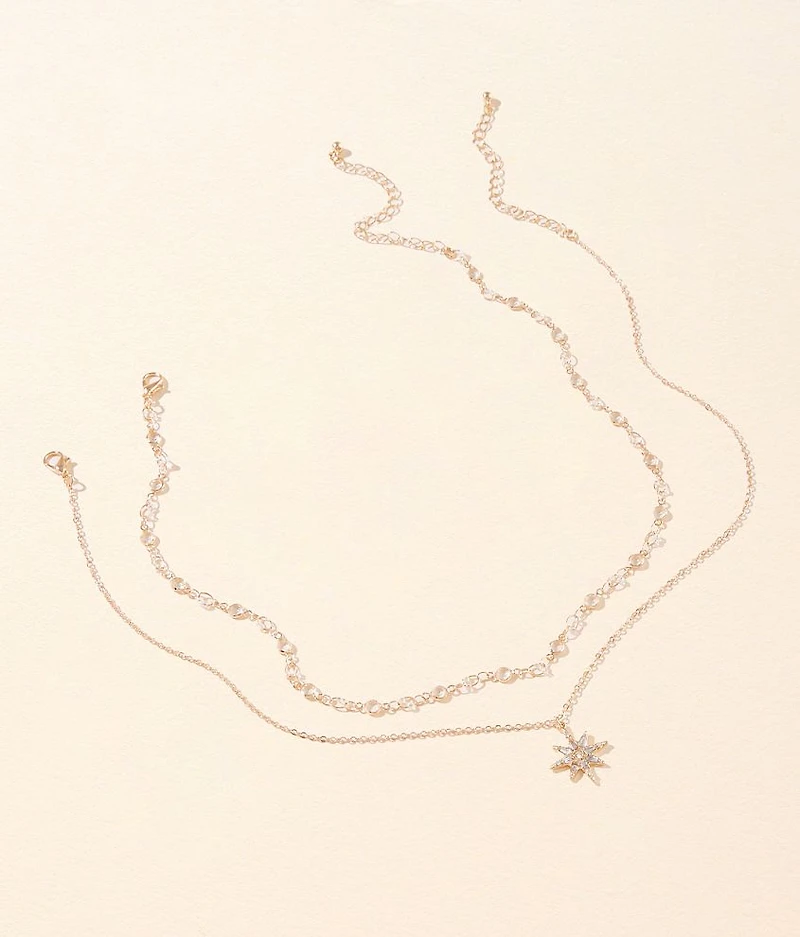2 Pack Starburst Necklace Set