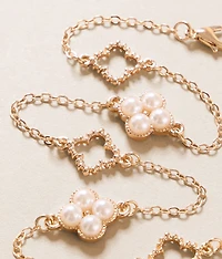Faux Pearl Clover Necklace
