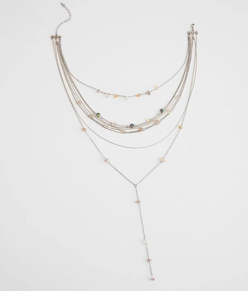 Tiered Stone Charm Y-Necklace