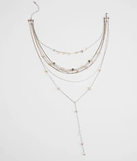Tiered Stone Charm Y-Necklace