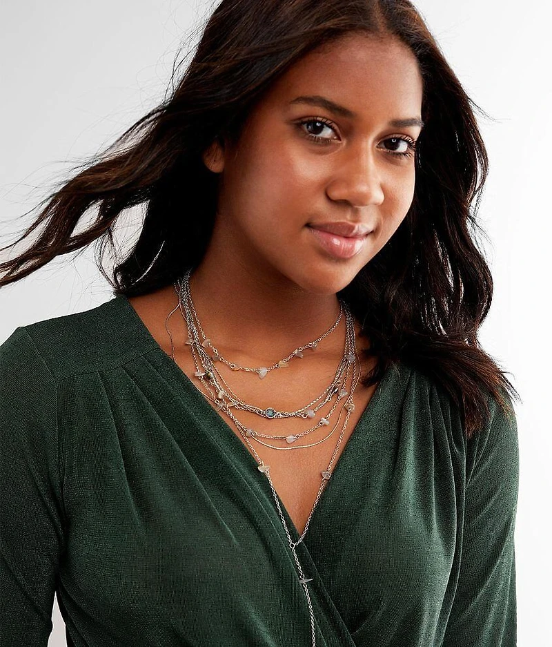 Tiered Stone Charm Y-Necklace