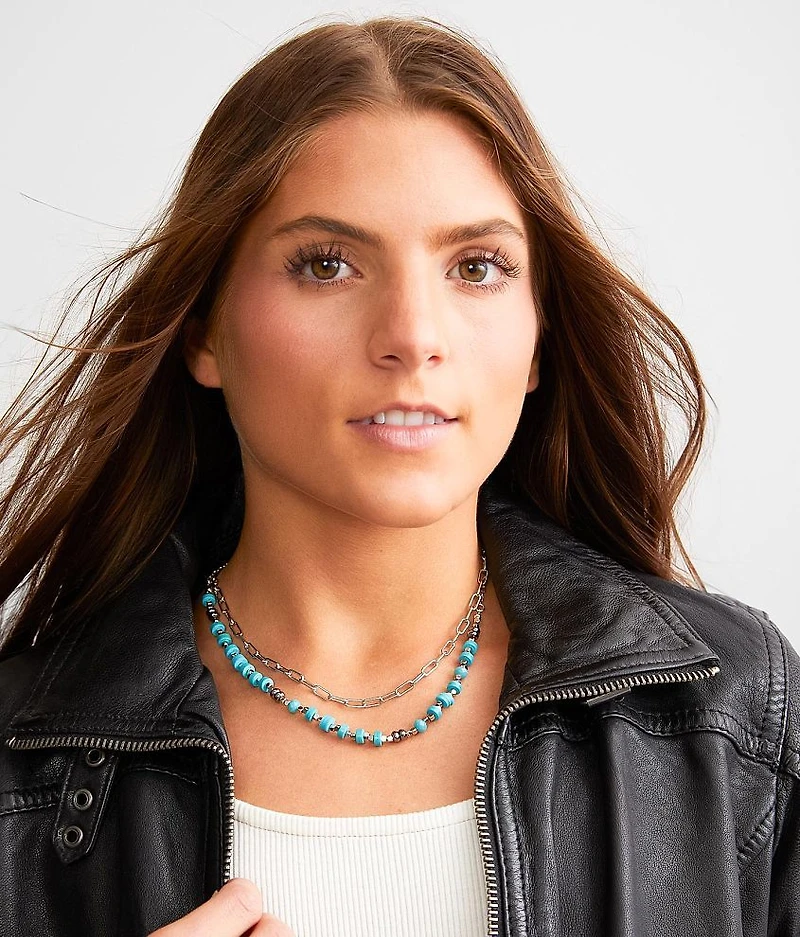 2 Pack Beaded Necklace Set