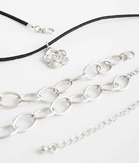 2 Pack Rose Necklace Set