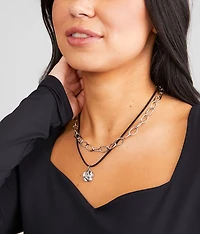 2 Pack Rose Necklace Set