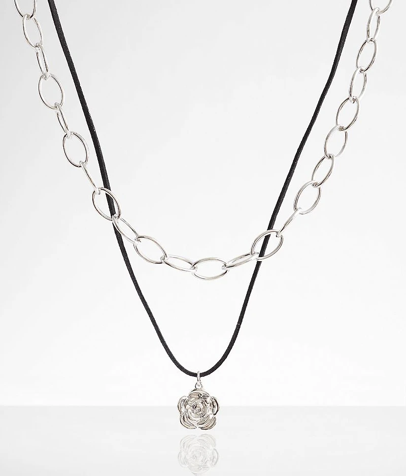 2 Pack Rose Necklace Set