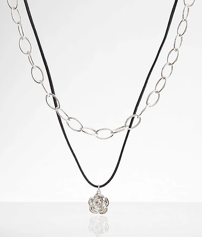 2 Pack Rose Necklace Set
