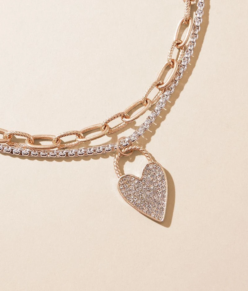 Two Tone Heart Necklace