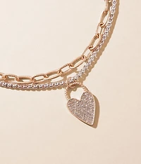 Two Tone Heart Necklace