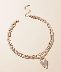 Two Tone Heart Necklace