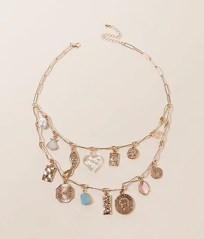 Statement Layered Charm Necklace