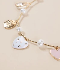 Faux Pearl Charm Necklace