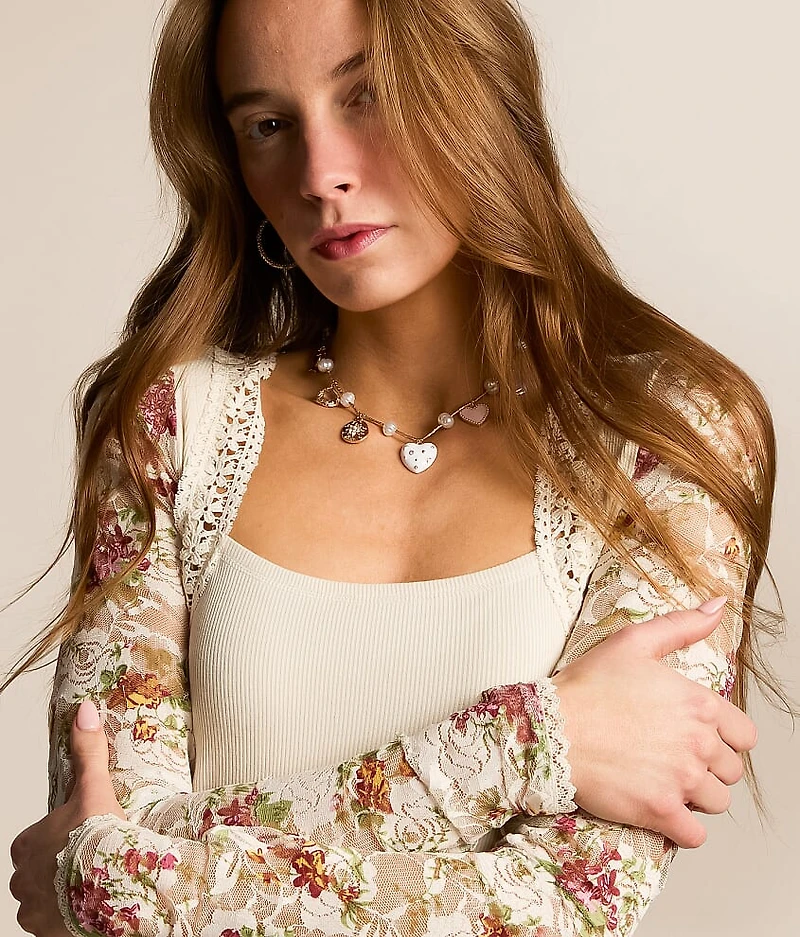 Faux Pearl Charm Necklace