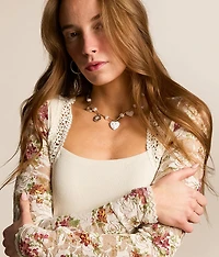 Faux Pearl Charm Necklace