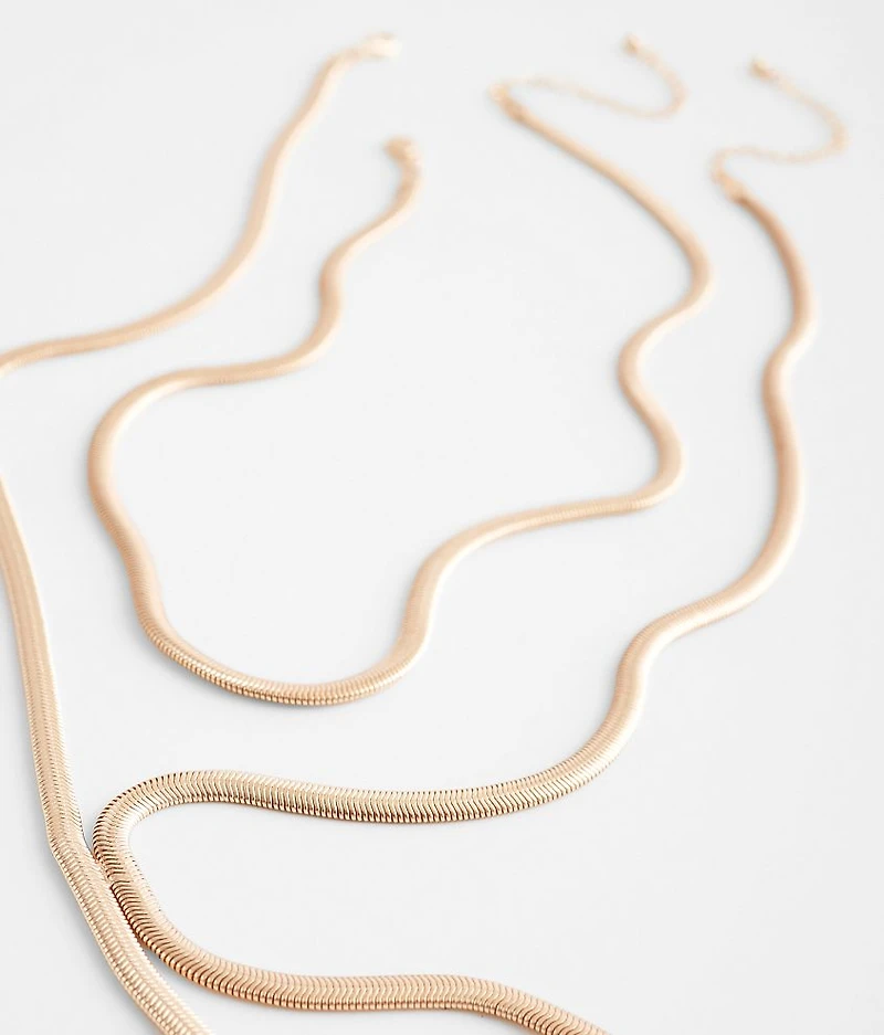2 Pack Snake Chain Necklace Set