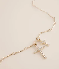 Double Cross Pendant Necklace