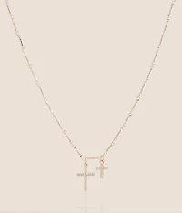 Double Cross Pendant Necklace