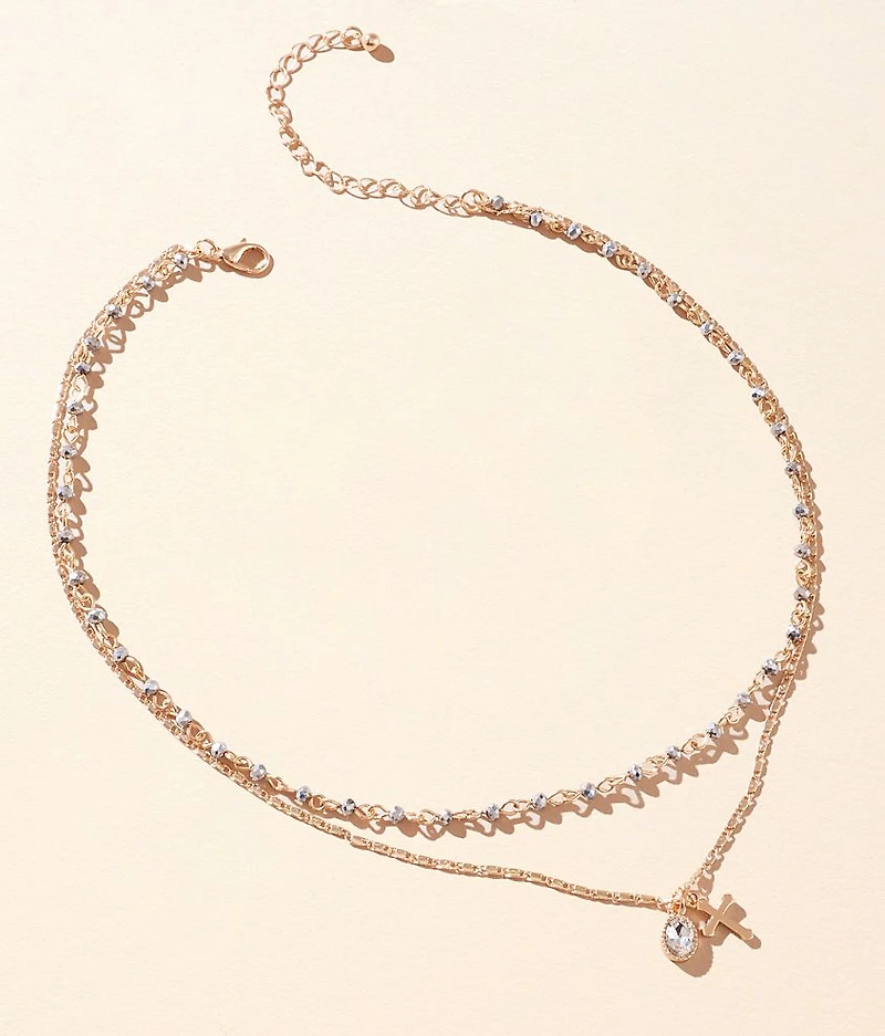 Tiered Cross Necklace