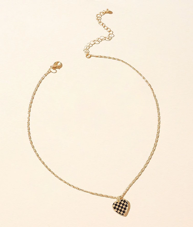 Checker Heart Necklace