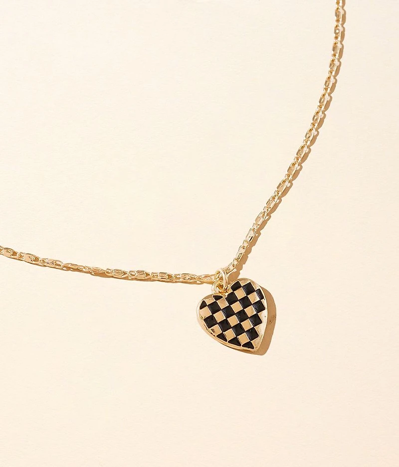 Checker Heart Necklace
