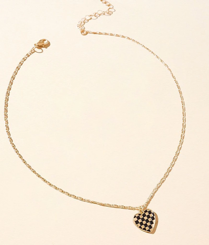 Checker Heart Necklace