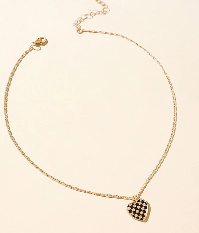 Checker Heart Necklace