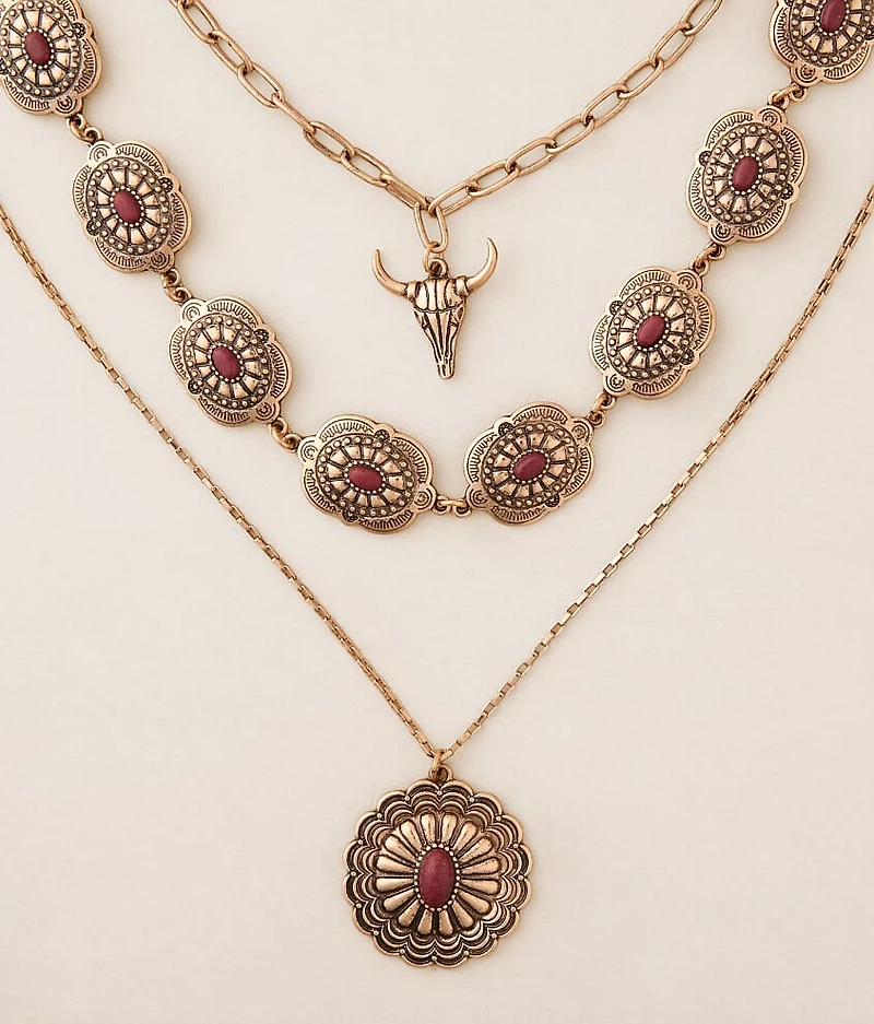 3 Pack Western Stone Necklace Set