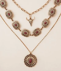 3 Pack Western Stone Necklace Set