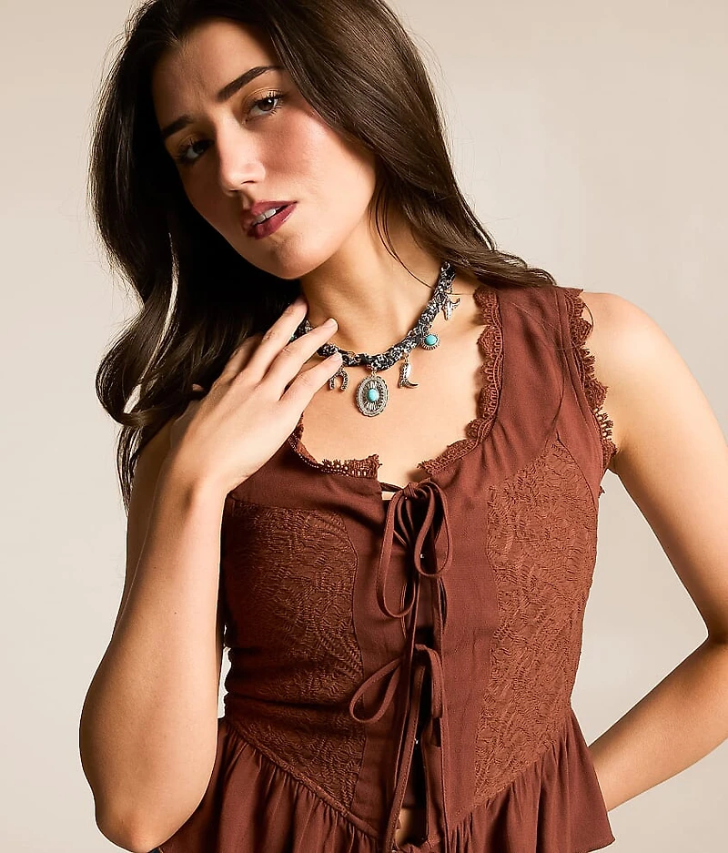 Western Scarf Charm Necklace