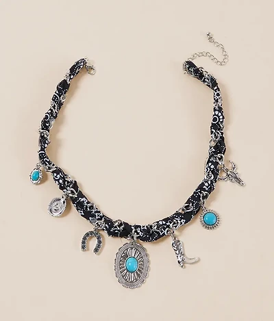 Western Scarf Charm Necklace