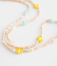 Floral Seed Bead Necklace