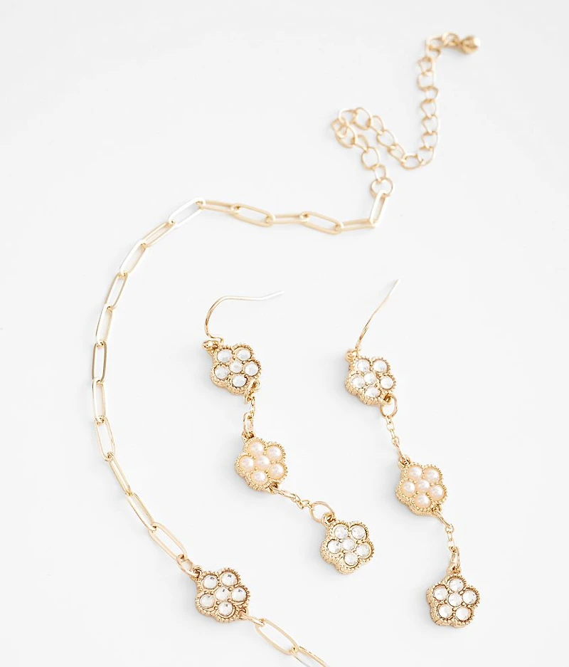 Glitz Floral Earring & Necklace Set