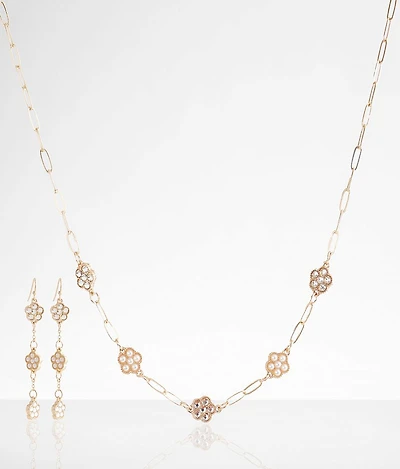 Glitz Floral Earring & Necklace Set