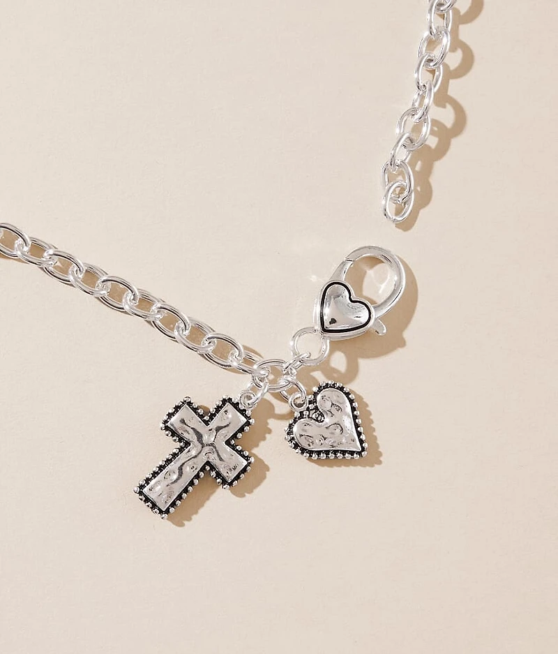Heart & Cross Charm Necklace
