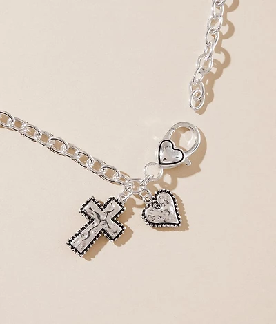 Heart & Cross Charm Necklace