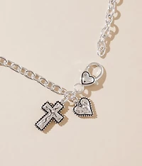 Heart & Cross Charm Necklace