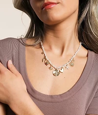 Faux Pearl Charm Necklace