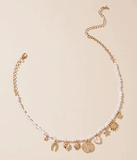 Faux Pearl Charm Necklace