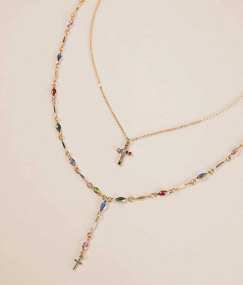 2 Pack Cross Necklace Set