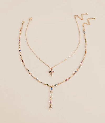2 Pack Cross Necklace Set